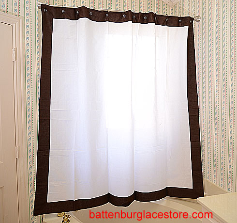 Hemstitch Shower Curtain Brown border - Click Image to Close